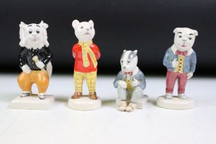 Four Beswick 'Rupert And His Friends' porcelain figures to include Rupert The Bear, Bill Badger,