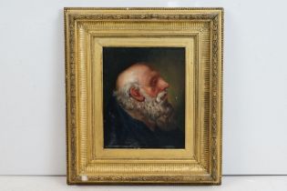 Continental School, portrait of a bearded man, oil on canvas, 36 x 29cm, gilt framed