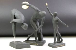 Wedgwood limited edition Games of the 30th Olympiad black basalt figurines to include a discus