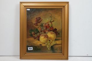 Millington, still life of fruit, oil on canvas, inscribed verso and dated 1872, 37 x 29cm, gilt