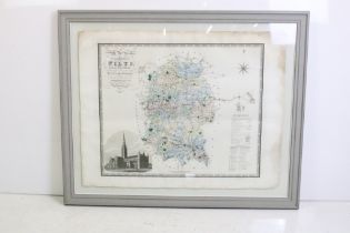 Large 19th Century framed map of Wiltshire by C & I Greenwood, published by Greenwood & Co, Regent