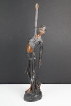 Bronze statue of an Art Deco lady, after Demetre Chiparus, measures approx 49cm high