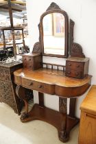 Victorian Mahogany Duchess Dressing Table of small proportions, the upper section with swing