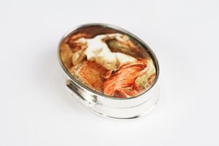 Silver Pill Box with enamel lid