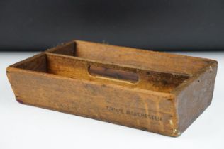 Late 19th / Early 20th century Pine Two Section Cutlery Tray, stamped to side ‘ Thorpe, Manchester ‘