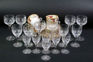 16 Stuart Crystal cut glasses to include 6 hock glasses, 4 medium wine glasses and 6 sherry glasses;