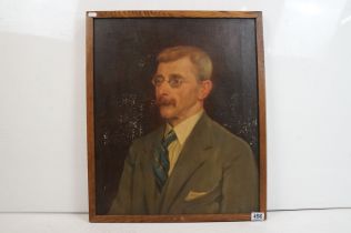 English School, Edward Fowler sitting for Wills Cigarettes, Bristol, as retirement painting, oil