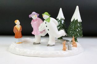 Coalport Characters the Snowman 'Ice Dance' ceramic figurine group featuring ice skating figures. In