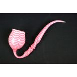 Nailsea glass pipe with hallmarked silver 'mouthpiece', in pink & white colourway, measures approx