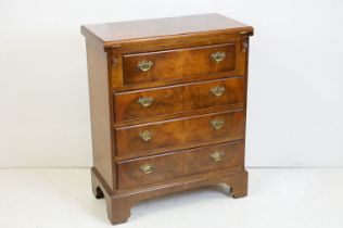 Walnut Batchelors Chest of Four Long Drawers in the George III manner with hinged fold-over top,