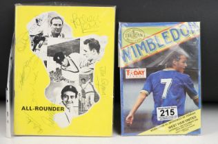 A 1986 Wimbledon v West Ham United match day signed programme together with a signed All-Rounder