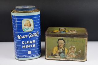 Advertising - A Mazawattee Tea caddy tin, together with a Nurse Grant's Clear Mints tin (approx 28cm