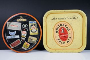 Advertising - Two vintage metal pub drinks serving trays to include a Whitbread Pale Ale example (