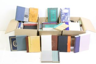 A large collection of Folio Society hardback fiction books contained within three boxes.