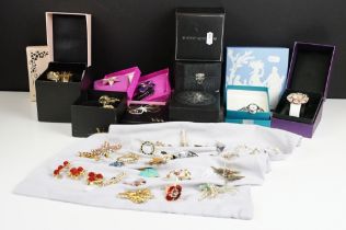 A collection of contemporary ladies wristwatches together with collection of costume jewellery