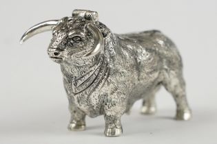 Silver Plated Vesta Case in the form of a Long Horned Cow