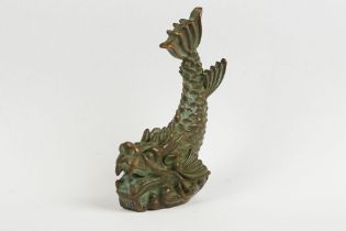 An Chinese ornamental bronze figure of beast Chi Wen, character marks to base.