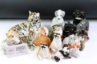 Collection of 20 USSR & Russian ceramic animal figures to include Lomonosov Porcelain Factory