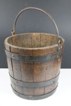 Early 20th century coopered oak bucket with loop handle, approx 30cm high (excluding handle)