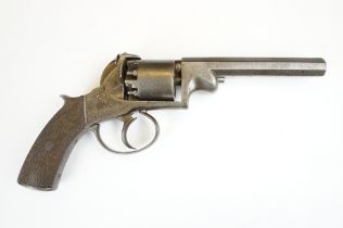 An antique 19th century six shot percussion revolver, no visible makers marks, octagonal barrel