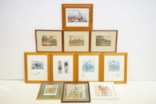 Set of three after Henry Alken, fox hunting, colour prints, each 23 x 27cm, each framed and