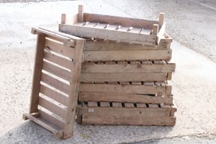 Ten Wooden Apple / Fruit Crates, some stamped to sides, all measure 77cm long x 46cm deep x 16cm