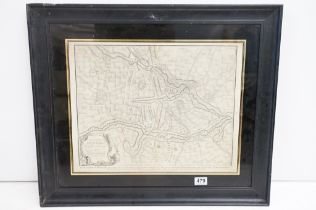 18th century framed Engraving Map Plan of 1705 Duke of Marlborough Battle Campaign of Brabant