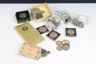 A small collection of mainly British pre decimal coins to include silver examples.