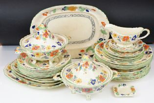 Late 19th / early 20th century Masons Ironstone floral dinner ware, pattern no. c2639, to include