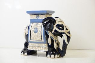 20th Century Chinese blue ground garden seat modelled as an elephant, approx 42cm high