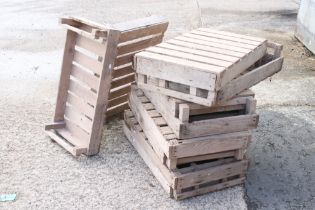 Ten Wooden Apple / Fruit Crates, some stamped to sides, all measure 77cm long x 46cm deep x 16cm