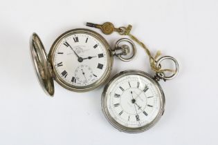 A fully hallmarked sterling silver cased pocket watch together with another pocket watch.