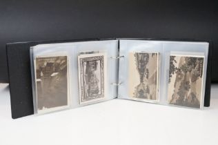 Album of early-to-mid 20th century postcards to include black & white and colour examples, featuring