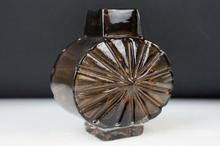 Whitefriars Sunburst Vase in Cinnamon colourway, pattern no. 9676, from Geoffrey Baxter's textured