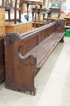 Late 19th / Early 20th century Long Pine Church or Chapel Pew, housing a lockable box under seat,