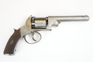 An antique 19th century six shot percussion revolver, no visible makers marks, octagonal barrel