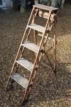 ' Hatherley ' vintage wooden folding decorators step ladder, approx 130cm high