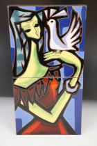 Mid 20th Century Paul Carriger wall plaque, composed of two tiles depicting a stylised lady and