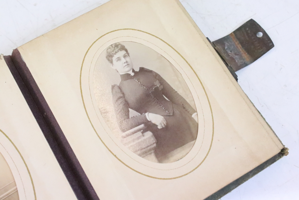 Large collection of Victorian CDV / carte de visite photographs, housed within six leather albums - Image 11 of 23