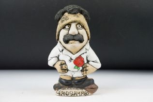 John Hughes pottery ' Grand Slam 1980 ' grogg caricature, depicting an England rugby player (mo.