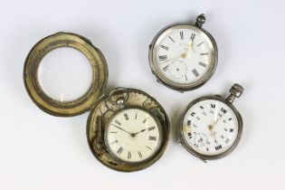 A collection of three late 19th / early 20th century silver cased pocket watches.