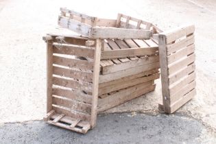 Ten Wooden Apple / Fruit Crates, some stamped to sides, all measure 77cm long x 46cm deep x 16cm