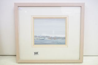 Des Hawkins, Cardiff Bay, gouache, signed in pencil lower right, label verso, exhibited at the Royal