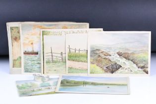 A collection of landscape watercolours by Lawrence Toombs together with a Danish bangle bracelet.
