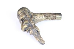 Bronze Walking Cane Handle in the form of a Rabi