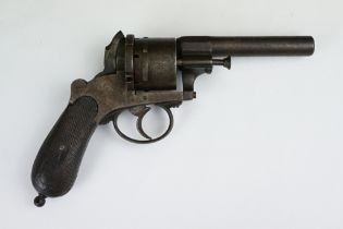 An antique 19th century six shot pinfire revolver, no visible makers marks.