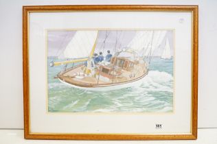 Ian Conway, Windward Leg, watercolour, signed lower left, title label verso, 38 x 58.5cm, framed and