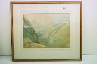 19th century English School, mountain scene, watercolour, signed in pencil lower left Danby,
