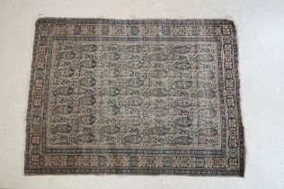 Caucasian Rug with rows of botehs within a ' Kufic ' border, 144cm x 107cm