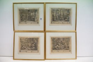 Set of four Hogarth prints, 21 x 27cm, all gilt framed